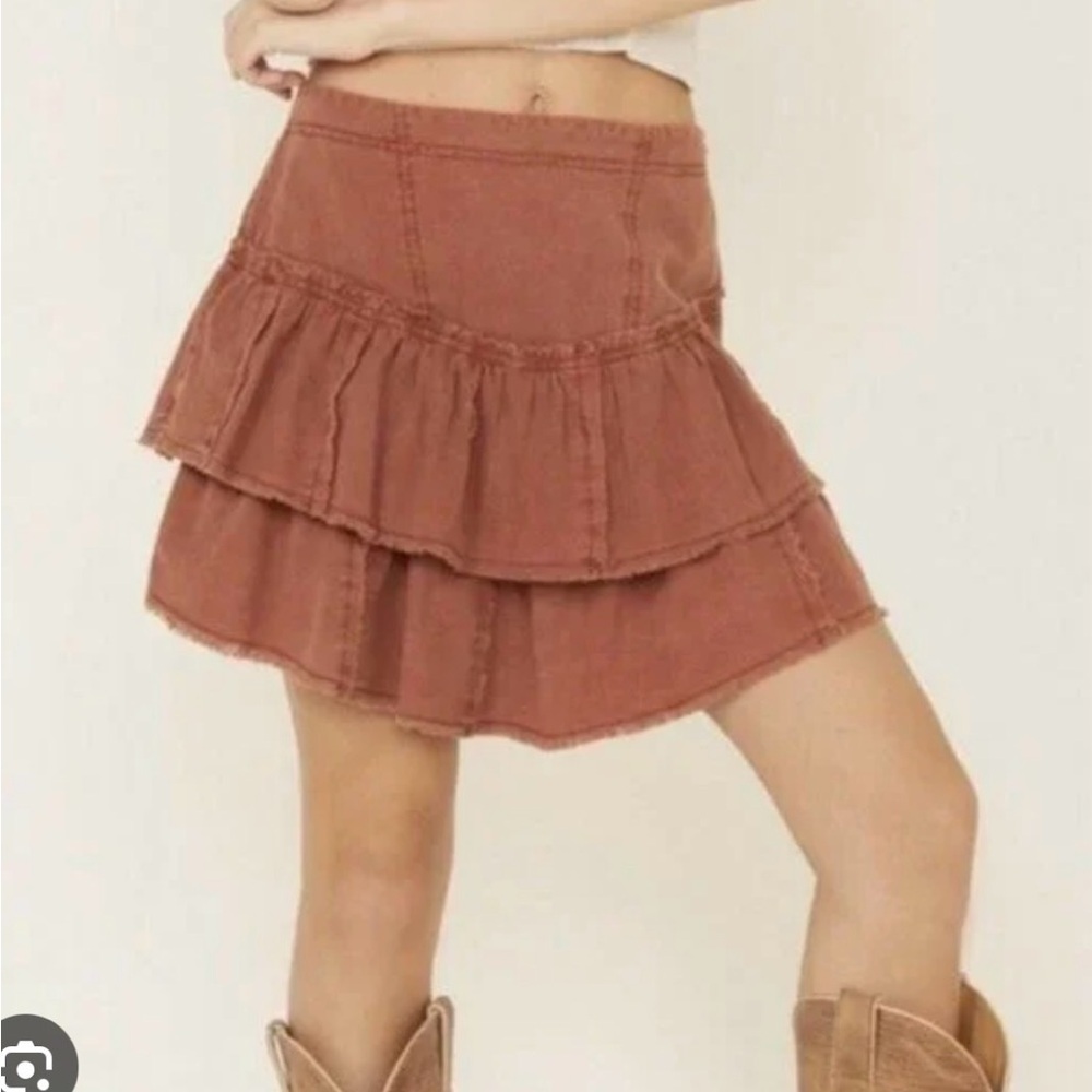 Free People Ruffles In The Sand Tiered Mini Skirt Size 4 Western‎ Festival